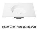 Plan vasque lavabo circulaire ⦰ 35 cm sur mesure Largeur 61 à 201 x P 46 à 51 cm Finition lisse 10 couleurs au choix, Anti bactérien Résine Akrytan® dans la masse Livraison Offerte.